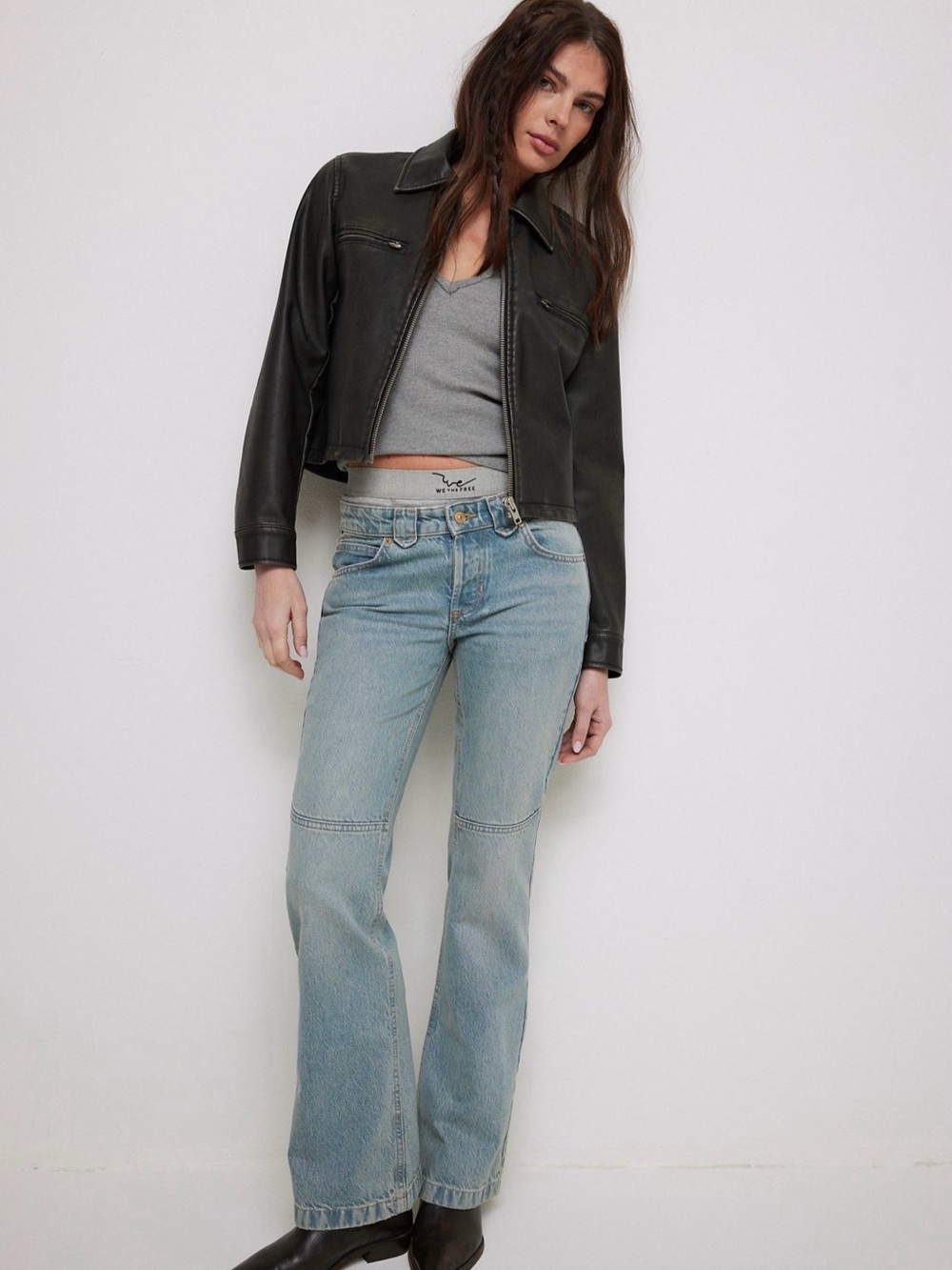 Free People Flora Low Rise Bootcut Jeans We The Free Light Blue Kismet - Picture 3 of 8